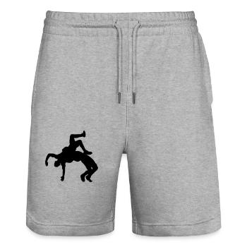 Silhouette de lutte - Short de jogging bio TRAINER Stanley/Stella unisexe - gris chiné - Devant - Nik (191cm) & Marisol (170cm)