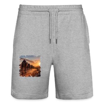 Eine Kamelkarawane in der Wüste - Stanley/Stella Unisex Bio Joggingshorts Trainer  - Grau meliert - Vorne - Nik (191cm) & Marisol (170cm)