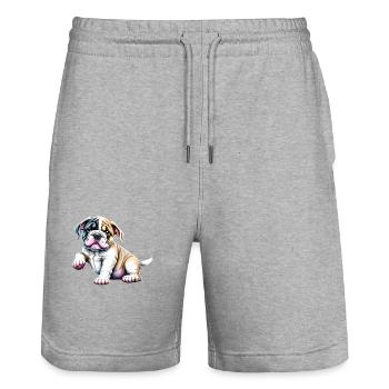 Dog Owner Dogs English Bulldog Dog Mastiff - Stanley/Stella Trainer Unisex Organic Jogging Shorts - heather grey - Front - Nik (191cm) & Marisol (170cm)