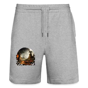 Le rêve de l’humanité d’explorer des mondes lointains - Short de jogging bio TRAINER Stanley/Stella unisexe - gris chiné - Devant - Nik (191cm) & Marisol (170cm)