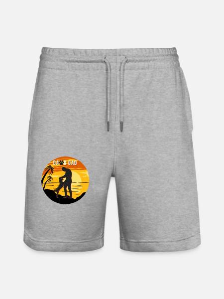 Dawg Dad Sunset Design - Stanley/Stella Trainer Unisex Organic Jogging Shorts - heather grey