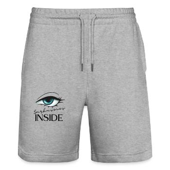 Sarkasmus inside - Stanley/Stella Unisex Bio Joggingshorts Trainer  - Grau meliert - Vorne - Nik (191cm) & Marisol (170cm)