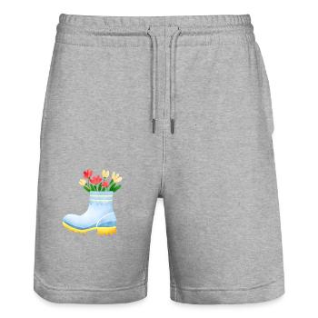 Flower Home Gardener Gardener Gift Flowers Garden - Stanley/Stella Trainer Unisex Organic Jogging Shorts - heather grey - Front - Nik (191cm) & Marisol (170cm)