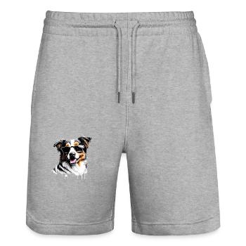 Australian Shepherd Dog Puppy Dogs Dog - Stanley/Stella Trainer Unisex Organic Jogging Shorts - heather grey - Front - Nik (191cm) & Marisol (170cm)
