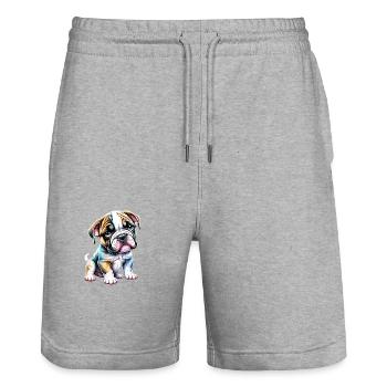 English Bulldog Dog Mastiff Dog Owner Dogs - Stanley/Stella Trainer Unisex Organic Jogging Shorts - heather grey - Front - Nik (191cm) & Marisol (170cm)