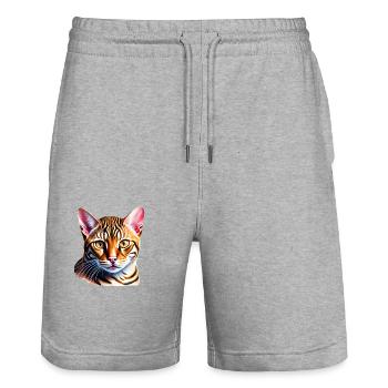Bengal Cat Kitten Bengal Kitten Cat Owner - Stanley/Stella Trainer Unisex Organic Jogging Shorts - heather grey - Front - Nik (191cm) & Marisol (170cm)