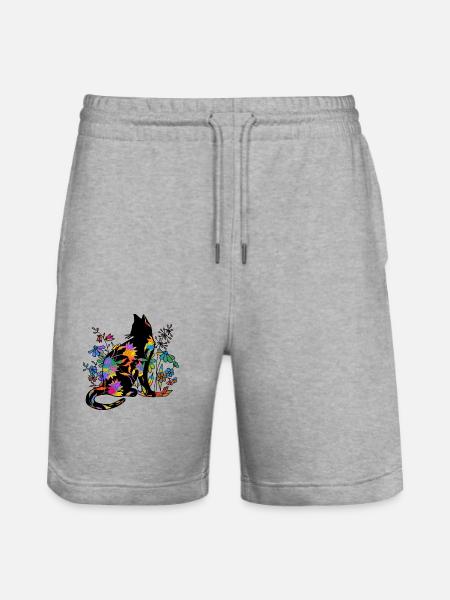 Cat - Stanley/Stella Trainer Unisex Organic Jogging Shorts - heather grey