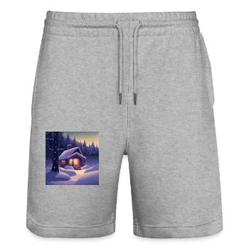 Cabin in the woods - Stanley/Stella Trainer Unisex Organic Jogging Shorts - heather grey - Front - Nik (191cm) & Marisol (170cm)