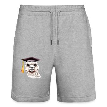 Bachelor Schulabschluss Absolvent Alpaka Studium - Stanley/Stella Unisex Bio Joggingshorts Trainer  - Grau meliert - Vorne - Nik (191cm) & Marisol (170cm)