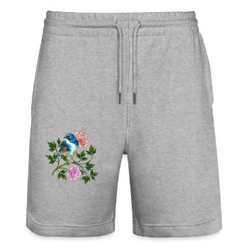 Bunter Vogel - Stanley/Stella Unisex Bio Joggingshorts Trainer  - Grau meliert - Vorne - Nik (191cm) & Marisol (170cm)