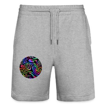 Acid Wave Aesthetic Colors - Stanley/Stella Trainer Unisex Organic Jogging Shorts - heather grey - Front - Nik (191cm) & Marisol (170cm)