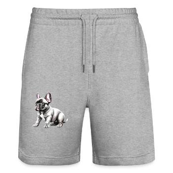 Chiens Bouledogue Français Chien Propriétaire Chien - Short de jogging bio TRAINER Stanley/Stella unisexe - gris chiné - Devant - Nik (191cm) & Marisol (170cm)