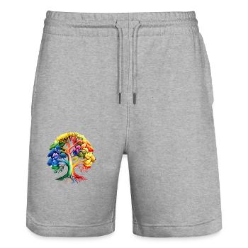 Tree of Life Celtic Tree of Life Meditation - Stanley/Stella Trainer Unisex Organic Jogging Shorts - heather grey - Front - Nik (191cm) & Marisol (170cm)