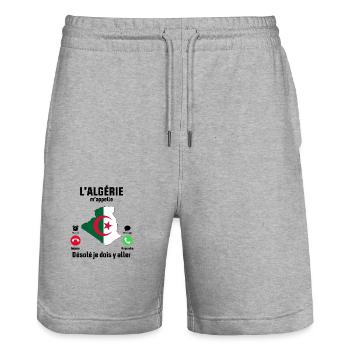 L'Algérie M'appelle désolé Je dois y aller - Short de jogging bio TRAINER Stanley/Stella unisexe - gris chiné - Devant - Nik (191cm) & Marisol (170cm)