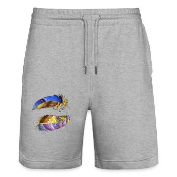 Pen - Stanley/Stella Trainer Unisex Organic Jogging Shorts - heather grey - Front - Nik (191cm) & Marisol (170cm)