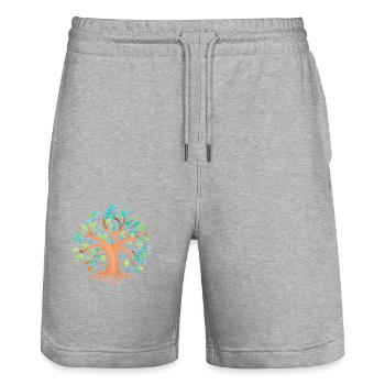 Tree of Life Meditation Celtic Tree of Life - Stanley/Stella Trainer Unisex Organic Jogging Shorts - heather grey - Front - Nik (191cm) & Marisol (170cm)