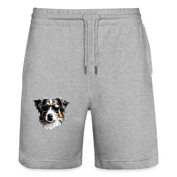 Australian Shepherd Dog Owner Dog Puppy - Stanley/Stella Trainer Unisex Organic Jogging Shorts - heather grey - Front - Nik (191cm) & Marisol (170cm)
