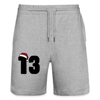 13 Numéro Noël - Short de jogging bio TRAINER Stanley/Stella unisexe - gris chiné - Devant - Nik (191cm) & Marisol (170cm)