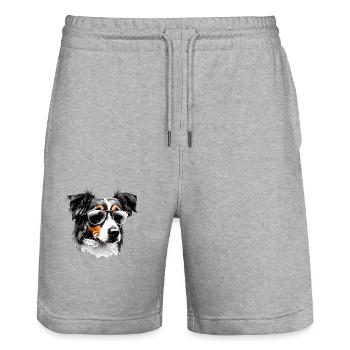 Australian Shepherd Dog Owner Dog Puppy - Stanley/Stella Trainer Unisex Organic Jogging Shorts - heather grey - Front - Nik (191cm) & Marisol (170cm)
