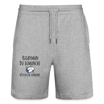 Dreamy Sunday Rugby Player During the Week - Stanley/Stella Trainer Unisex Organic Jogging Shorts - heather grey - Front - Nik (191cm) & Marisol (170cm)