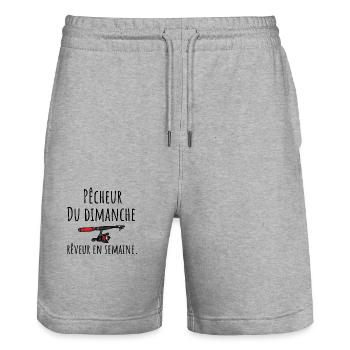 Chasseur du dimanche rêveur en semaine - Short de jogging bio TRAINER Stanley/Stella unisexe - gris chiné - Devant - Nik (191cm) & Marisol (170cm)