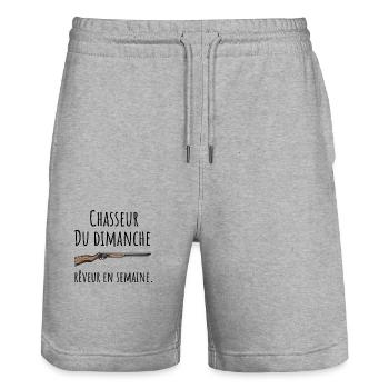 Chasseur du dimanche rêveur en semaine - Short de jogging bio TRAINER Stanley/Stella unisexe - gris chiné - Devant - Nik (191cm) & Marisol (170cm)