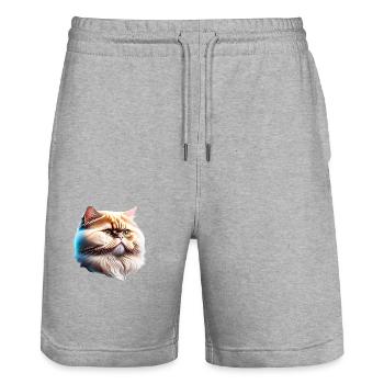 Persian Cat, Tomcat, Domestic Cat, Cat, Cat Owner - Stanley/Stella Trainer Unisex Organic Jogging Shorts - heather grey - Front - Nik (191cm) & Marisol (170cm)