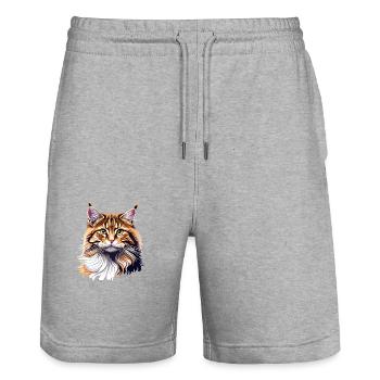 Maine Coon Katze Kätzchen Katzenbesitzer Kater - Stanley/Stella Unisex Bio Joggingshorts Trainer  - Grau meliert - Vorne - Nik (191cm) & Marisol (170cm)