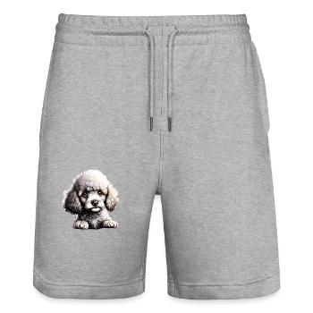 Caniche Chien Propriétaire Chien Chiot Chien Amour Caniche Chiot - Short de jogging bio TRAINER Stanley/Stella unisexe - gris chiné - Devant - Nik (191cm) & Marisol (170cm)