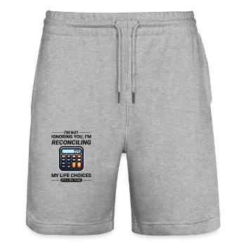 Comptable Comptabilité Tenue de livres Finance Drôle - Short de jogging bio TRAINER Stanley/Stella unisexe - gris chiné - Devant - Nik (191cm) & Marisol (170cm)