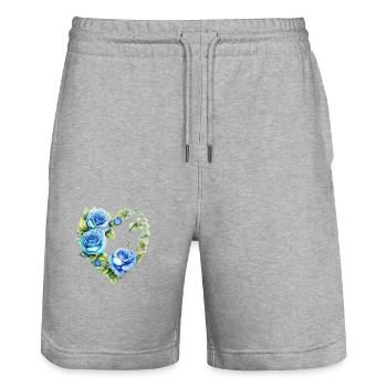 Saint-Valentin mariage fête des mères fiançailles d’amour - Short de jogging bio TRAINER Stanley/Stella unisexe - gris chiné - Devant - Nik (191cm) & Marisol (170cm)