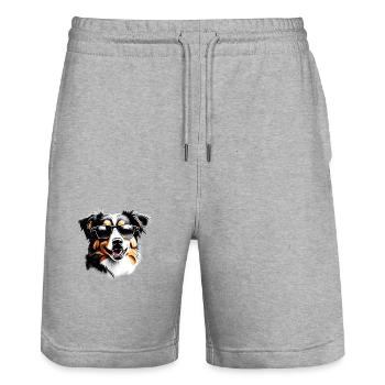 Australian Shepherd Dog Owner Dog Puppy - Stanley/Stella Trainer Unisex Organic Jogging Shorts - heather grey - Front - Nik (191cm) & Marisol (170cm)