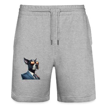 Hund in Anzug - Stanley/Stella Unisex Bio Joggingshorts Trainer  - Grau meliert - Vorne - Nik (191cm) & Marisol (170cm)