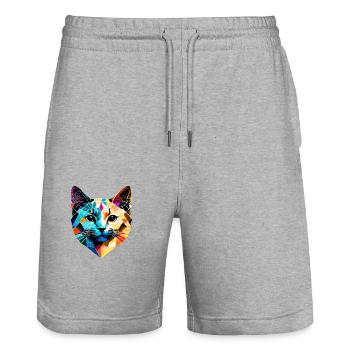 Siamese Cat, Cat, Cat Owner, Domestic Cat, Kitten - Stanley/Stella Trainer Unisex Organic Jogging Shorts - heather grey - Front - Nik (191cm) & Marisol (170cm)