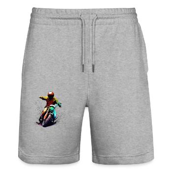 Motorcycle Motorcross Motorbike Fan Motorcyclist - Stanley/Stella Trainer Unisex Organic Jogging Shorts - heather grey - Front - Nik (191cm) & Marisol (170cm)