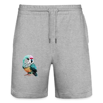 Perruche Oiseau Calopsitte Propriétaire d’oiseau - Short de jogging bio TRAINER Stanley/Stella unisexe - gris chiné - Devant - Nik (191cm) & Marisol (170cm)