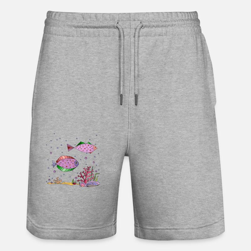 Fische - Stanley/Stella Unisex Bio Joggingshorts Trainer  - Grau meliert