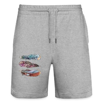 Pen - Stanley/Stella Trainer Unisex Organic Jogging Shorts - heather grey - Front - Nik (191cm) & Marisol (170cm)
