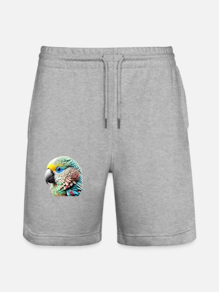 Budgie Bird Bird Owner Cockatiel - Stanley/Stella Trainer Unisex Organic Jogging Shorts - heather grey
