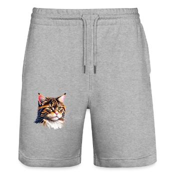 Maine Coon Katze Kätzchen Katzenbesitzer Kater - Stanley/Stella Unisex Bio Joggingshorts Trainer  - Grau meliert - Vorne - Nik (191cm) & Marisol (170cm)