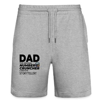 Buchhalter Papa Buchhaltung Finanzen Finanzen Lustig - Stanley/Stella Unisex Bio Joggingshorts Trainer  - Grau meliert - Vorne - Nik (191cm) & Marisol (170cm)