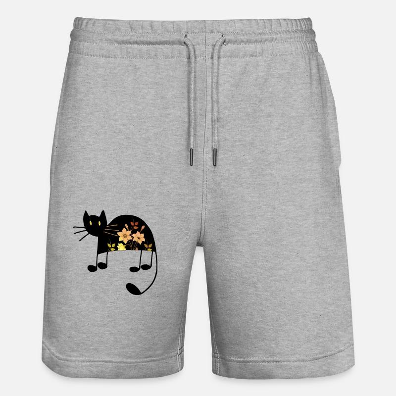 Katze - Stanley/Stella Unisex Bio Joggingshorts Trainer - Grau meliert