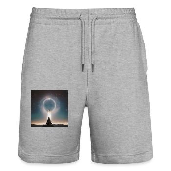 Spiritualité Etoiles Astrologie - Short de jogging bio TRAINER Stanley/Stella unisexe - gris chiné - Devant - Nik (191cm) & Marisol (170cm)