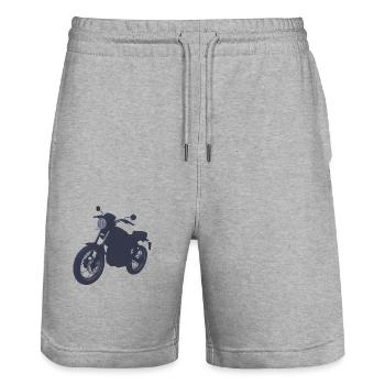 Motorcycle Motorcross Motorcyclist Motorbike Fan - Stanley/Stella Trainer Unisex Organic Jogging Shorts - heather grey - Front - Nik (191cm) & Marisol (170cm)