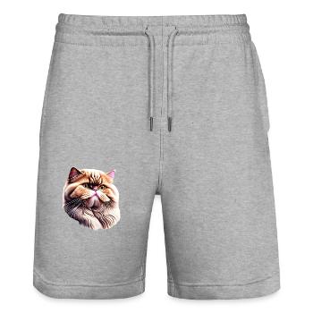Chat, Propriétaire De Chat, Animal De Compagnie, Chat Domestique, Chaton - Short de jogging bio TRAINER Stanley/Stella unisexe - gris chiné - Devant - Nik (191cm) & Marisol (170cm)