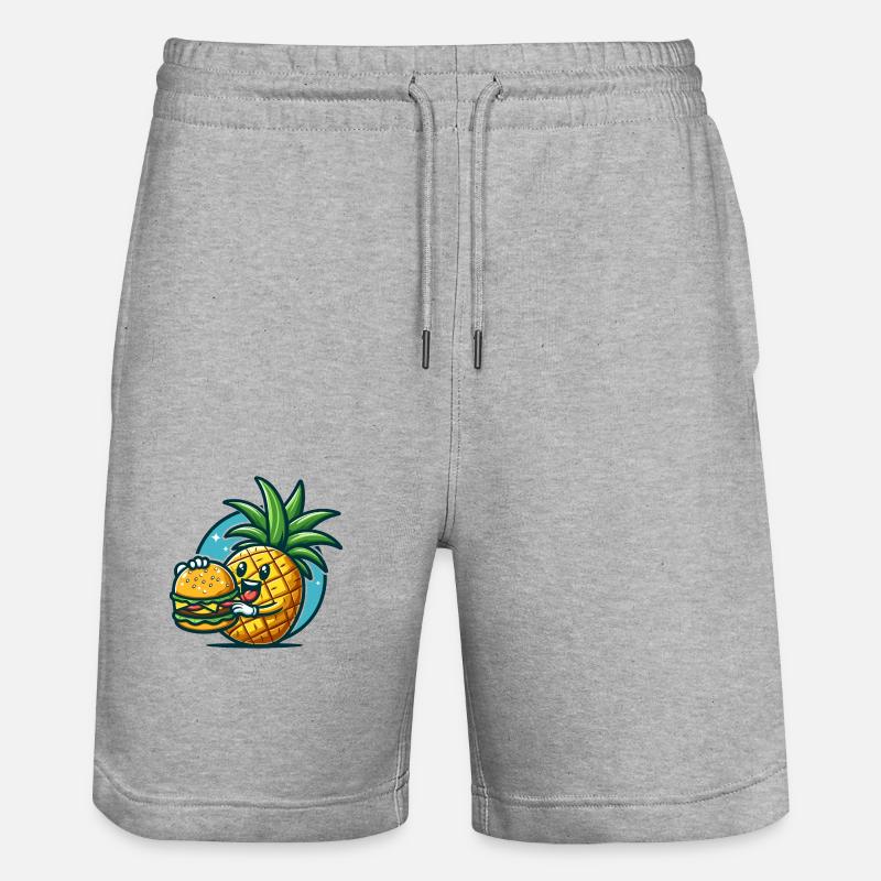 Ananas-Burger - Stanley/Stella Unisex Bio Joggingshorts Trainer  - Grau meliert