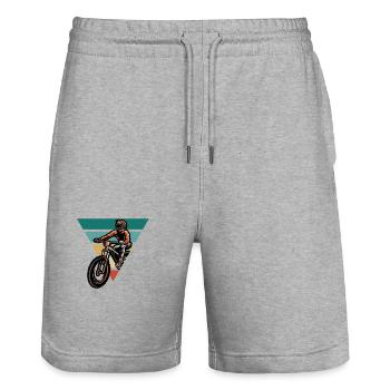 Vintage Bike - Retro Gift Idea - Stanley/Stella Trainer Unisex Organic Jogging Shorts - heather grey - Front - Nik (191cm) & Marisol (170cm)