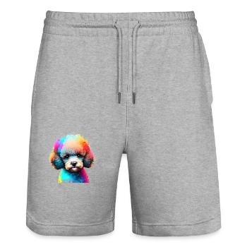 Caniche Chien Propriétaire Chien Chiot Chien Amour Caniche Chiot - Short de jogging bio TRAINER Stanley/Stella unisexe - gris chiné - Devant - Nik (191cm) & Marisol (170cm)