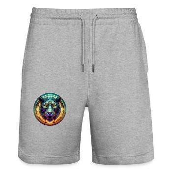 422 CC LIONLITY NFT CLG Pro 1 - Stanley/Stella Unisex Bio Joggingshorts Trainer  - Grau meliert - Vorne - Nik (191cm) & Marisol (170cm)