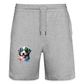 Australian Shepherd Dog Owner Dog Puppy - Stanley/Stella Trainer Unisex Organic Jogging Shorts - heather grey - Front - Nik (191cm) & Marisol (170cm)